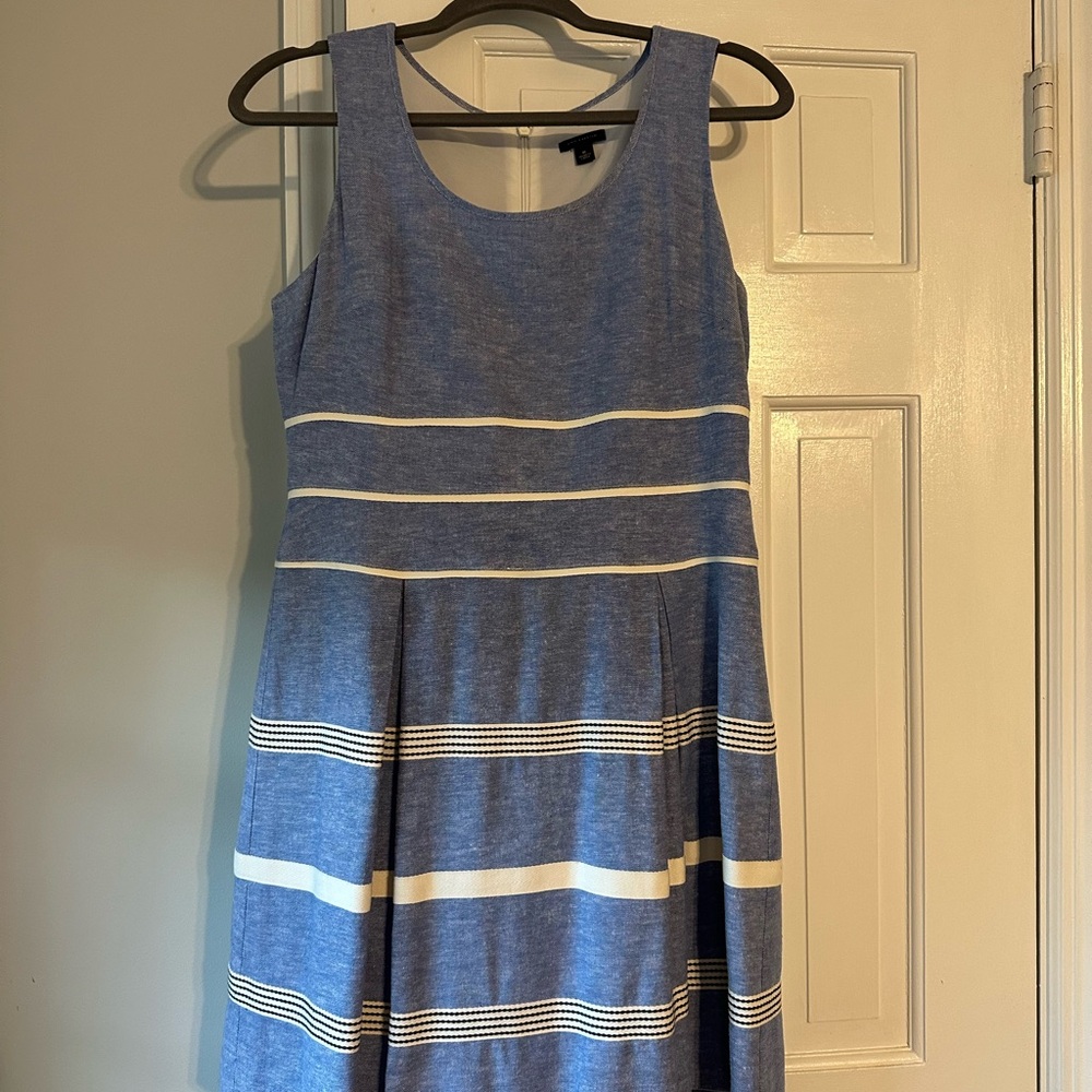 Ann Taylor Blue and White A-Line Dress
